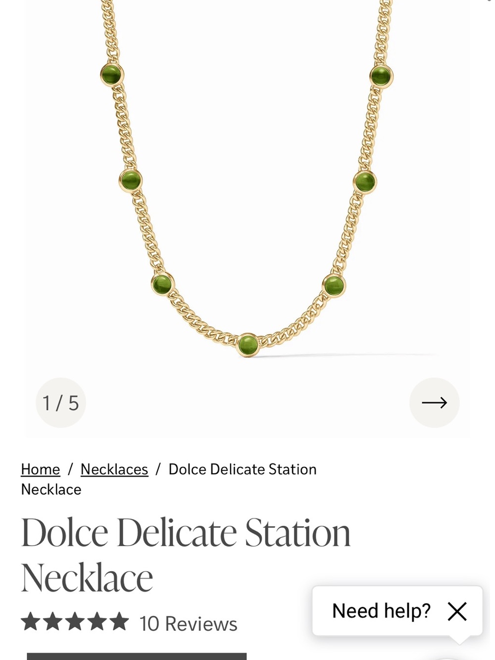 Julie Vos Gold Station Necklace with Green Stones